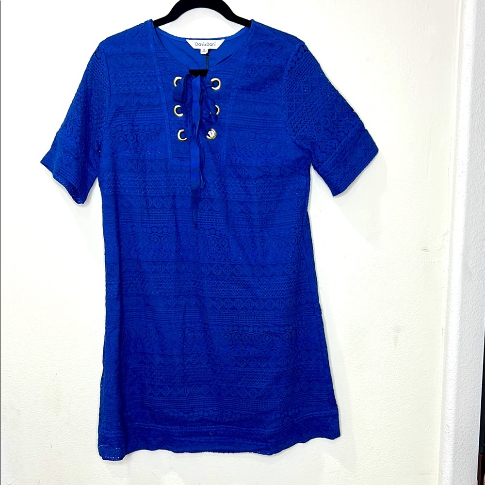 Blue Lace-Up Dress New by Davi & Dani